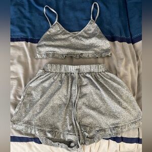 SHEIN Gray Ruffle 2 Piece Set